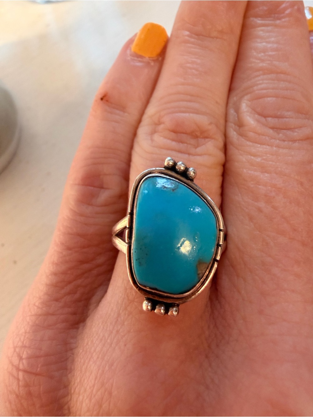 Vintage Sterling Silver Turquoise Statement Ring